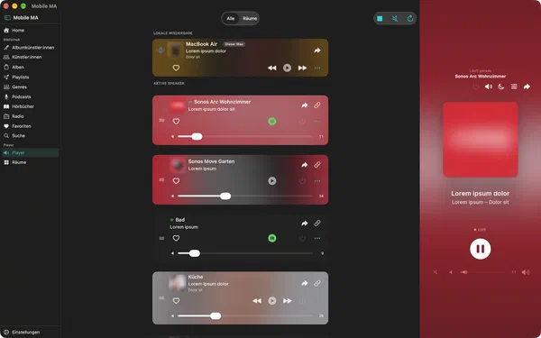 Player-Übersicht auf dem Mac