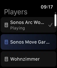 Player-Liste auf der Apple Watch
